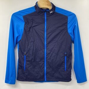 KJUS Men's 52 L Navy Blue Full Zip Long Sleeve Quilted Retention Golf Jacket